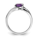 Sterling Silver Rhodium Plated Diamond and Amethyst Square Ring - QR-D1B9AD46-8078