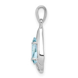 Sterling Silver Rhodium Plated Diamond and Aquamarine Pendant - QP-7E6E2C0D-1780