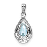 Sterling Silver Rhodium Plated Diamond and Aquamarine Pendant - QP-7E6E2C0D-1780