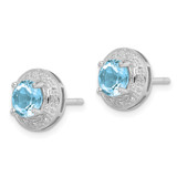 Sterling Silver Rhodium Plated Diamond and Blue Topaz Post Earrings - QE-A5E36901-1345