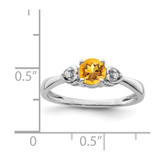 Sterling Silver Rhodium Plated Diamond and Citrine Round Ring - QR-80A7D0D1-2253