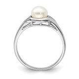 Sterling Silver Rhodium Plated Diamond and FW Cultured Pearl Ring - QR-2B0CA515-6349