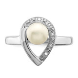 Sterling Silver Rhodium Plated Diamond and FW Cultured Pearl Ring - QR-358CE791-6205