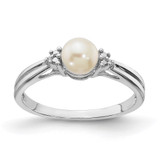 Sterling Silver Rhodium Plated Diamond and FW Cultured Pearl Ring - QR-85FA4107-3320