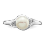 Sterling Silver Rhodium Plated Diamond and FW Cultured Pearl Ring - QR-889218CB-1497