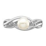 Sterling Silver Rhodium Plated Diamond and FW Cultured Pearl Ring - QR-A02098AA-8066