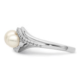 Sterling Silver Rhodium Plated Diamond and FW Cultured Pearl Ring - QR-AADDC318-9659