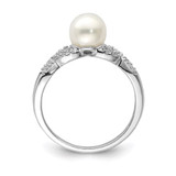 Sterling Silver Rhodium Plated Diamond and FW Cultured Pearl Ring - QR-ADF347C1-2634