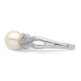 Sterling Silver Rhodium Plated Diamond and FW Cultured Pearl Ring - QR-ADF347C1-2634