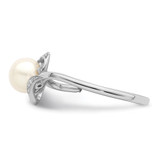 Sterling Silver Rhodium Plated Diamond and FW Cultured Pearl Ring - QR-C67AFB0C-4078