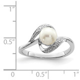 Sterling Silver Rhodium Plated Diamond and FW Cultured Pearl Ring - QR-C67AFB0C-4078