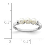 Sterling Silver Rhodium Plated Diamond and FW Cultured Pearl Ring - QR-DC9E87DE-2890