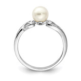 Sterling Silver Rhodium Plated Diamond and FW Cultured Pearl Ring - QR-E27F6E20-5774