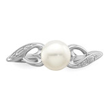 Sterling Silver Rhodium Plated Diamond and FW Cultured Pearl Ring - QR-E27F6E20-5774