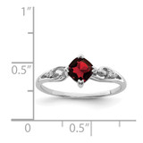 Sterling Silver Rhodium Plated Diamond and Garnet Cushion Ring - QR-7D3605C6-2998