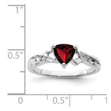 Sterling Silver Rhodium Plated Diamond and Garnet Heart Ring - QR-DCBCA954-3891