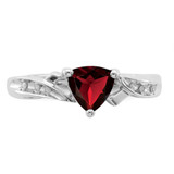 Sterling Silver Rhodium Plated Diamond and Garnet Heart Ring - QR-EE7DEF7B-6074