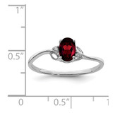Sterling Silver Rhodium Plated Diamond and Garnet Oval Ring - QR-325CE7E0-9086