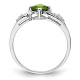 Sterling Silver Rhodium Plated Diamond and Peridot Cushion Ring - QR-AB6522CB-8331