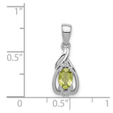 Sterling Silver Rhodium Plated Diamond and Peridot Oval Pendant - QP-65741A6F-8018