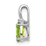 Sterling Silver Rhodium Plated Diamond and Peridot Oval Pendant - QP-66C64034-4006