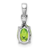 Sterling Silver Rhodium Plated Diamond and Peridot Oval Pendant - QP-F374F789-7994