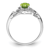 Sterling Silver Rhodium Plated Diamond and Peridot Oval Ring - QR-A244C773-9730