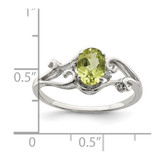 Sterling Silver Rhodium Plated Diamond and Peridot Oval Ring - QR-A244C773-9730
