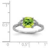 Sterling Silver Rhodium Plated Diamond and Peridot Ring - QR-64F38CBB-9793