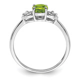 Sterling Silver Rhodium Plated Diamond and Peridot Round Ring - QR-913D402D-9613