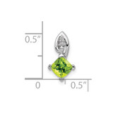 Sterling Silver Rhodium Plated Diamond and Peridot Square Pendant - QP-53AB484E-2991