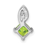 Sterling Silver Rhodium Plated Diamond and Peridot Square Pendant - QP-53AB484E-2991