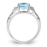 Sterling Silver Rhodium Plated Diamond and Sky Blue Topaz Ring - QR-3C5EC577-6573