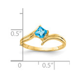 14k 4mm Princess Cut Blue Topaz ring