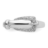 Sterling Silver Rhodium Plated Diamond Buckle Ring - QR-5A8C6158-3570