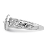Sterling Silver Rhodium Plated Diamond Buckle Ring - QR-7FE979F7-7825