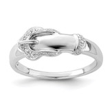 Sterling Silver Rhodium Plated Diamond Buckle Ring - QR-8A5B306F-5298