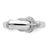 Sterling Silver Rhodium Plated Diamond Buckle Ring - QR-AE77BD36-5175
