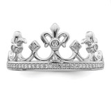 Sterling Silver Rhodium Plated Diamond Crown Ring - QR-D6E30FDE-8513