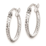 Sterling Silver Rhodium Plated Diamond Cut Hoop Earrings - QE-15B12961-9362