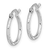 Sterling Silver Rhodium Plated Diamond Cut Hoop Earrings - QE-5675068F-8070