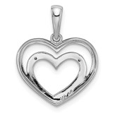Sterling Silver Rhodium Plated Diamond Double Heart Pendant - QP-5F04B888-1293