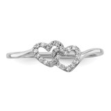 Sterling Silver Rhodium Plated Diamond Double Heart Promise Ring - QR-297FEF5A-7652