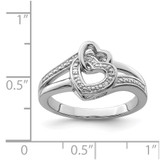 Sterling Silver Rhodium Plated Diamond Double Heart Ring - QR-75A94CA4-7241