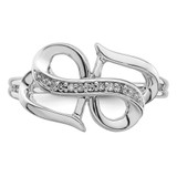 Sterling Silver Rhodium Plated Diamond Double Heart Ring - QR-CF8ADFDC-4827