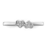 Sterling Silver Rhodium Plated Diamond Double Heart Stackable Ring - QR-95D25960-7560