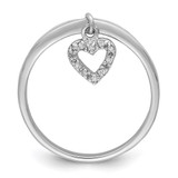 Sterling Silver Rhodium Plated Diamond Heart Dangle Ring - QR-23E6B9F7-5350