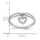 Sterling Silver Rhodium Plated Diamond Heart Dangle Ring - QR-4B00EFE6-6696