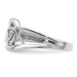 Sterling Silver Rhodium Plated Diamond Heart MOM Ring - QR-70142702-3049