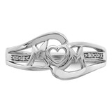 Sterling Silver Rhodium Plated Diamond Heart MOM Ring - QR-70142702-3049